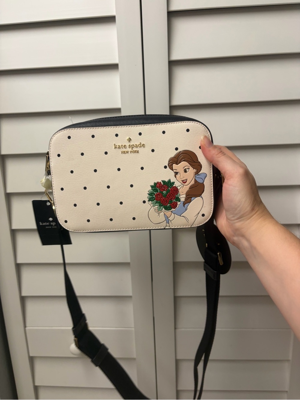 kate spade Cream and Black Polka Dot Belle Crossbody Bag
